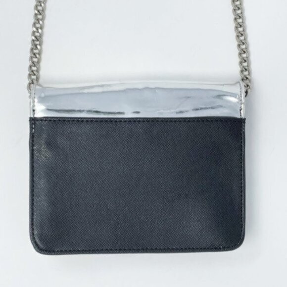 Ivanka Trump Purse Bag In Metallic Silver And Black Faux Leather - Picture 3 of 7